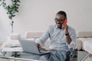 man working remotely