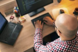 person working from home office