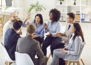 people listening and talking to eachother