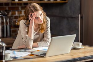 Woman upset working