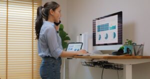 woman working remotely
