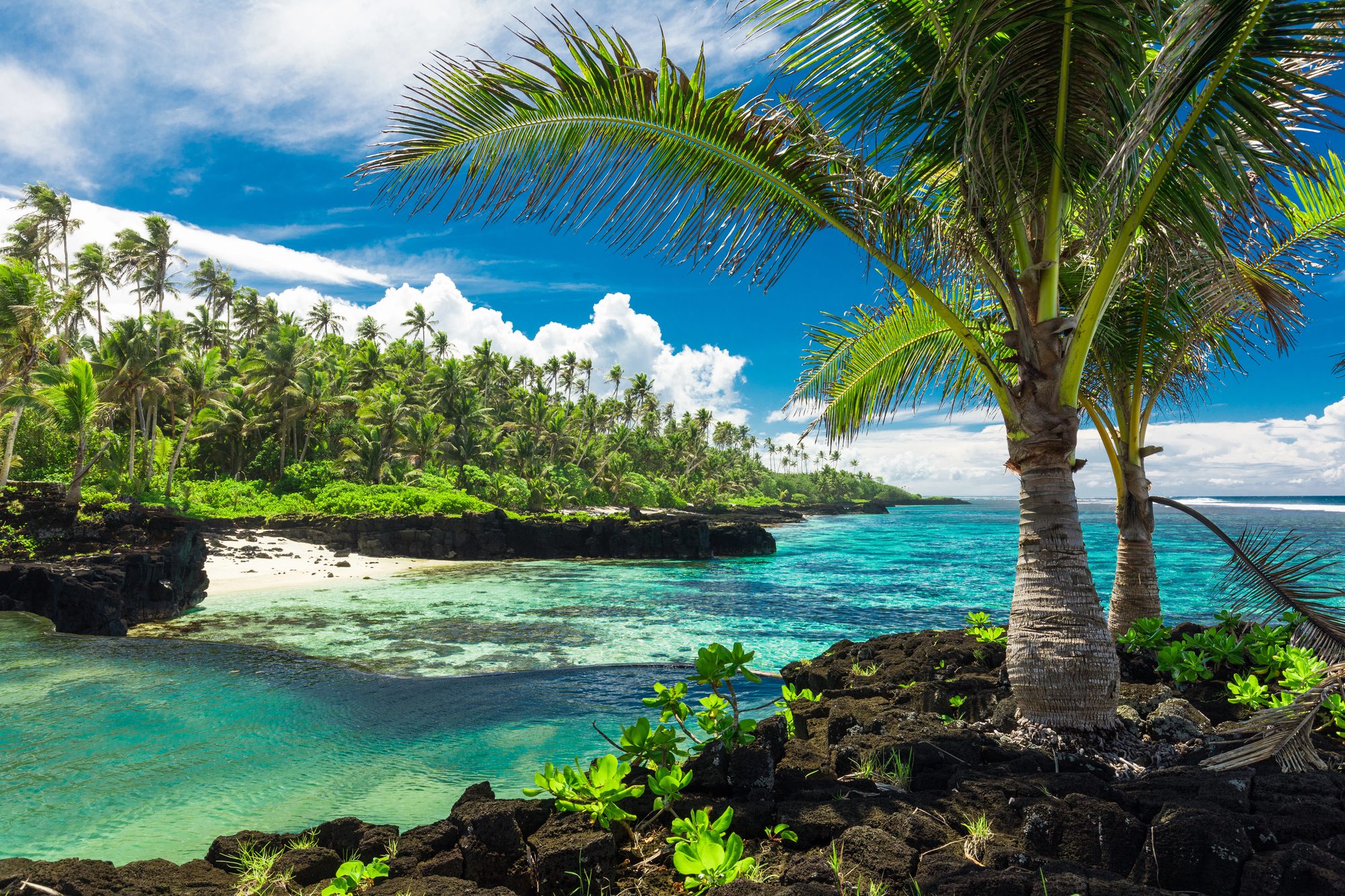 tropical beach on south side of samoa island, hawaii