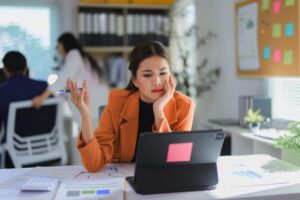 person working on device