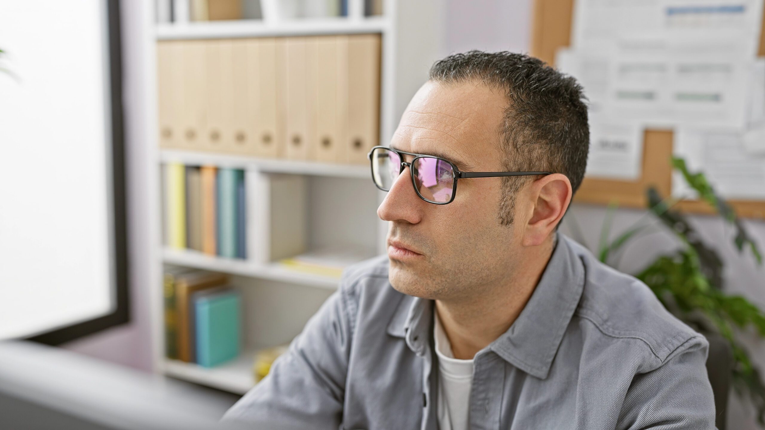 person staring at computer